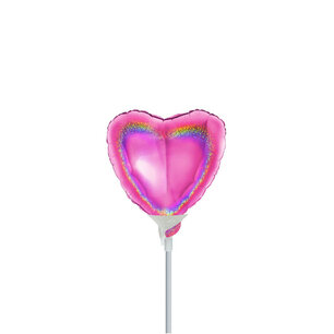 Fuchsia glitter Hartvorm mini Folieballon, 4 inch (10 cm), zonder zelfsluitend ventiel