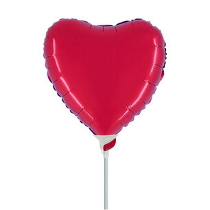 Rood Hartvorm mini Folieballon, 9 inch (23 cm), zonder zelfsluitend ventiel
