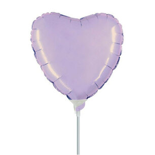 Lavendel Hartvorm mini Folieballon, 9 inch (23 cm), zonder zelfsluitend ventiel