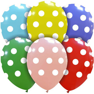 Multicolor polka dots Ballonnen, 6 stuks, 30 cm