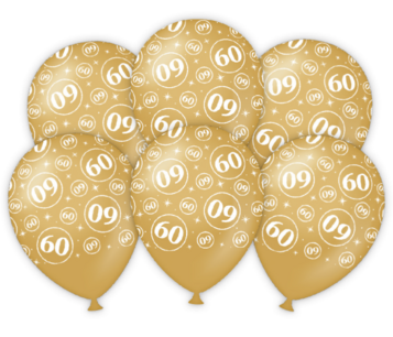 60 jaar, goud metallic Ballonnen, 6 stuks