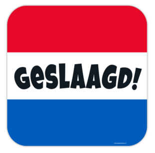 Geslaagd huldeschild rood-wit-blauw, 50x50cm