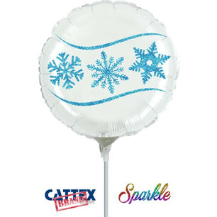Snow sparkle mini Folieballon rond, 9 inch (23 cm), zonder zelfsluitend ventiel
