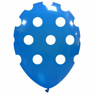 Blauw Polka dots Ballon, 30cm