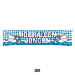 'Hoera een jongen' Ooievaar Straat banner 'Hoera een jongen' Ooievaar Straat banner