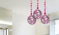 Sweet 16 Hangdecoratie  3 stuks, 12x75cm Sweet 16 Hangdecoratie  3 stuks, 12x75cm
