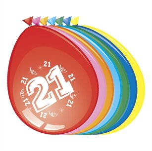 21 jaar, Ballonnen, 8 stuks, assorti 21 jaar, Ballonnen, 8 stuks, assorti