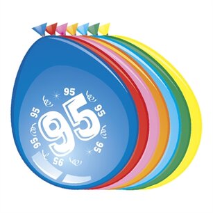 95 jaar, Ballonnen, 8 stuks, assorti 95 jaar, Ballonnen, 8 stuks, assorti