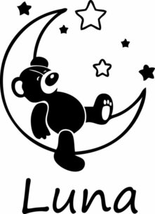 Raamsticker beer op maan met sterren