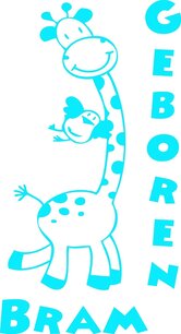 Raamsticker giraffe met vogel Raamsticker giraffe met vogel