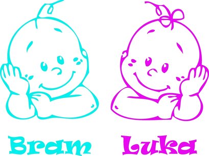 Raamsticker baby gezichtjes dubbel Raamsticker baby gezichtjes dubbel