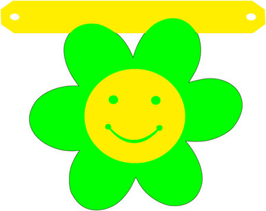 Bloem met gezichtje, 2-kleurig, tussenstukje Bloem met gezichtje, 2-kleurig, tussenstukje