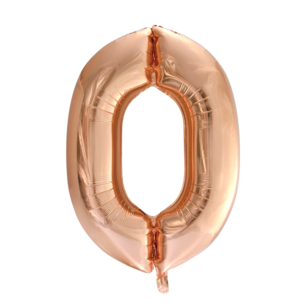 Folie Ballon Cijfer 0 Rosé Goud, 86 cm Folie Ballon Cijfer 0 Rosé Goud, 86 cm