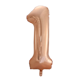 Folie Ballon Cijfer 1 Rosé Goud, 86 cm Folie Ballon Cijfer 1 Rosé Goud, 86 cm