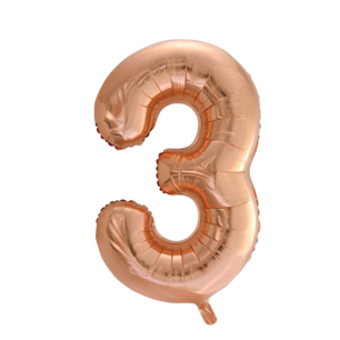 Folie Ballon Cijfer 3 Rosé Goud, 86 cm Folie Ballon Cijfer 3 Rosé Goud, 86 cm