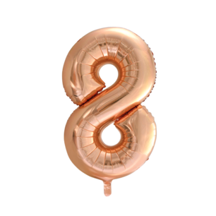 Folie Ballon Cijfer 8 Rosé Goud, 86 cm Folie Ballon Cijfer 8 Rosé Goud, 86 cm