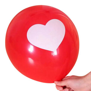Rood met wit hartje ballon, 30 cm Rood met wit hartje ballon, 30 cm