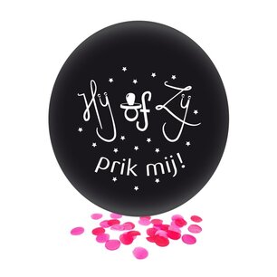 Hij of Zij, Prik Mij, Gender reveal ballon inclusief roze confetti Hij of Zij, Prik Mij, Gender reveal ballon inclusief roze confetti