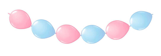 Blauw+Roze Ballonnenslinger, ca. 3 meter Blauw+Roze Ballonnenslinger, ca. 3 meter