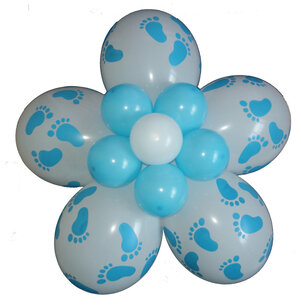 Ballonnenbloem DIY, babyvoetjes blauw Ballonnenbloem DIY, babyvoetjes blauw