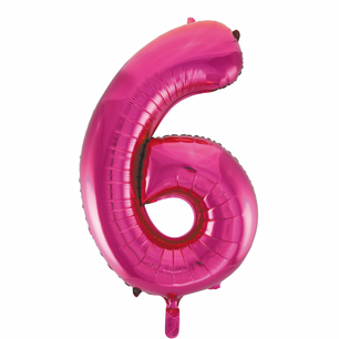 Folie Ballon Cijfer 6 Pink, 86 cm Folie Ballon Cijfer 6 Pink, 86 cm