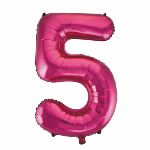 Folie Ballon Cijfer 5 Pink, 86 cm Folie Ballon Cijfer 5 Pink, 86 cm