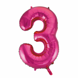Folie Ballon Cijfer 3 Pink, 86 cm Folie Ballon Cijfer 3 Pink, 86 cm