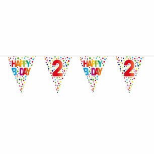 2 jaar Happy Bday Dots Vlaggenlijn, 10 meter 2 jaar Happy Bday Dots Vlaggenlijn, 10 meter