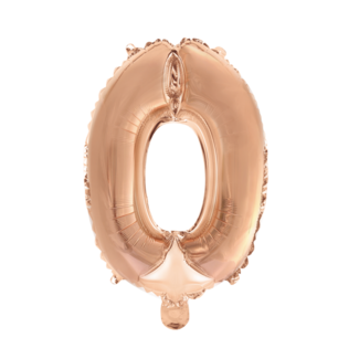 Folie Ballon Cijfer 0 Rosé Goud, 41 cm Folie Ballon Cijfer 0 Rosé Goud, 41 cm