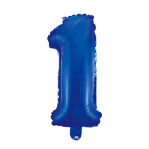 Folie Ballon Cijfer 1 Blauw, 41 cm Folie Ballon Cijfer 1 Blauw, 41 cm