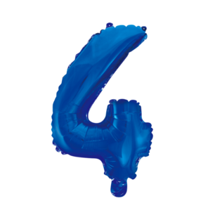 Folie Ballon Cijfer 4 Blauw, 41 cm Folie Ballon Cijfer 4 Blauw, 41 cm
