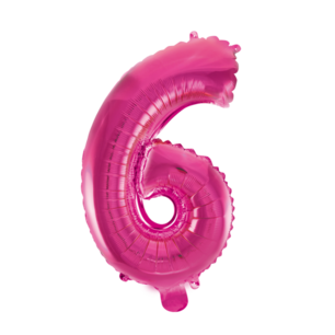 Folie Ballon Cijfer 6 Pink, 41 cm Folie Ballon Cijfer 6 Pink, 41 cm