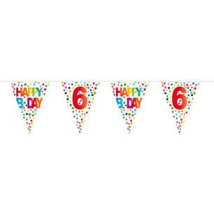 6 jaar Happy Bday Dots Vlaggenlijn, 10 meter 6 jaar Happy Bday Dots Vlaggenlijn, 10 meter
