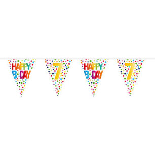 7 jaar Happy Bday Dots Vlaggenlijn, 10 meter 7 jaar Happy Bday Dots Vlaggenlijn, 10 meter